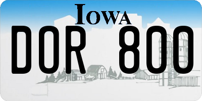 IA license plate DOR800
