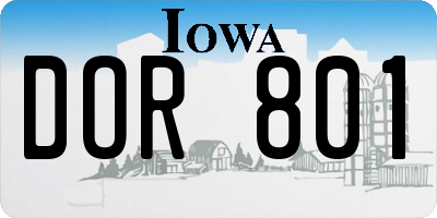 IA license plate DOR801
