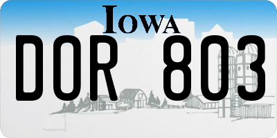 IA license plate DOR803