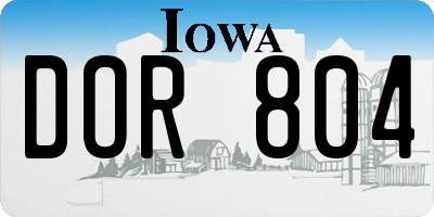 IA license plate DOR804