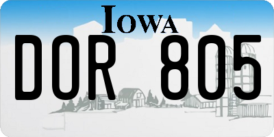 IA license plate DOR805