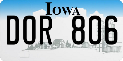 IA license plate DOR806