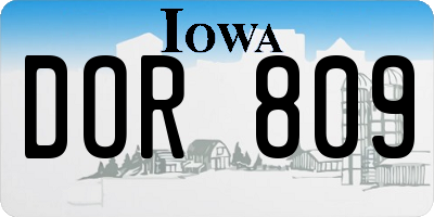 IA license plate DOR809