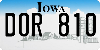 IA license plate DOR810