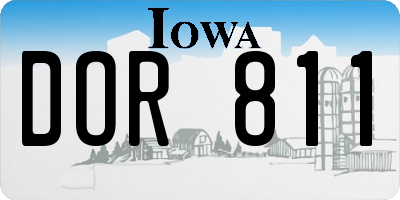 IA license plate DOR811
