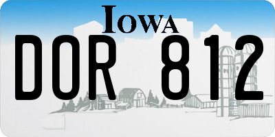 IA license plate DOR812