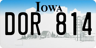 IA license plate DOR814