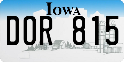 IA license plate DOR815