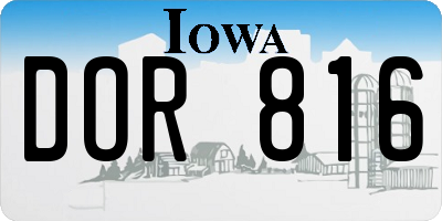 IA license plate DOR816