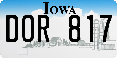 IA license plate DOR817