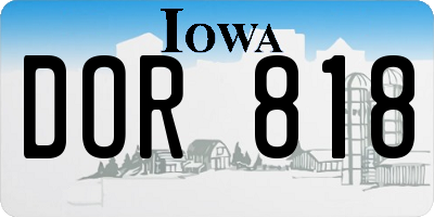 IA license plate DOR818