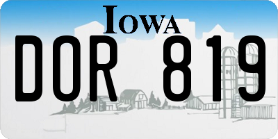 IA license plate DOR819