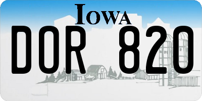 IA license plate DOR820