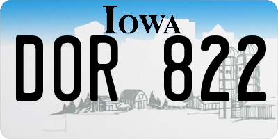 IA license plate DOR822