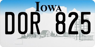 IA license plate DOR825