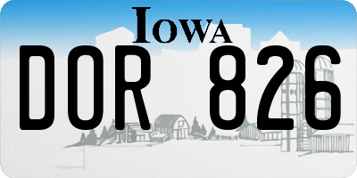 IA license plate DOR826