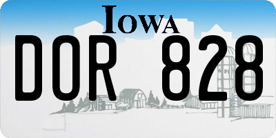 IA license plate DOR828
