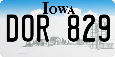IA license plate DOR829