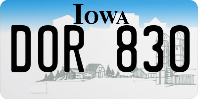 IA license plate DOR830