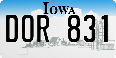 IA license plate DOR831