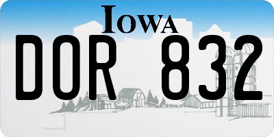 IA license plate DOR832