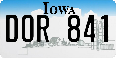IA license plate DOR841