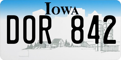 IA license plate DOR842