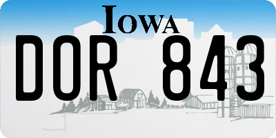 IA license plate DOR843