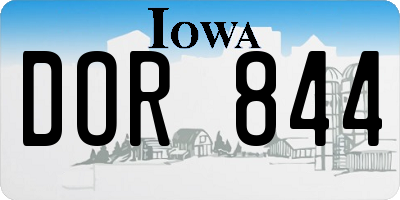IA license plate DOR844