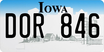 IA license plate DOR846