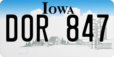 IA license plate DOR847