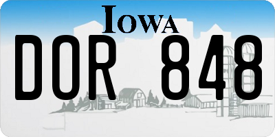 IA license plate DOR848