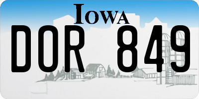 IA license plate DOR849