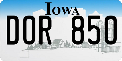 IA license plate DOR850