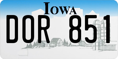IA license plate DOR851