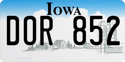 IA license plate DOR852