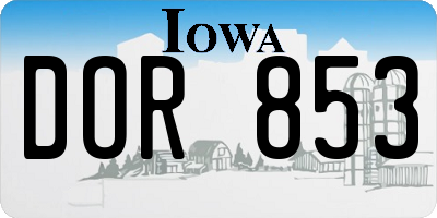 IA license plate DOR853