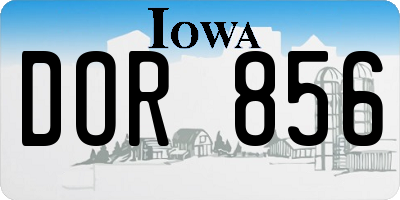 IA license plate DOR856