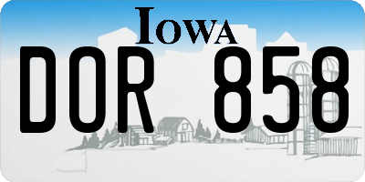 IA license plate DOR858