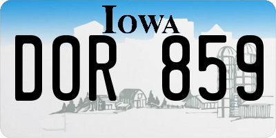 IA license plate DOR859