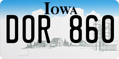 IA license plate DOR860