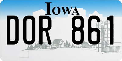 IA license plate DOR861