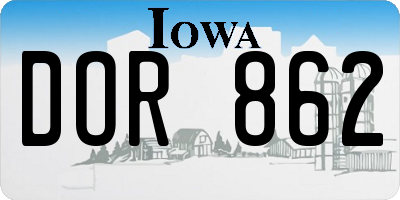 IA license plate DOR862