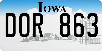 IA license plate DOR863