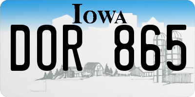 IA license plate DOR865