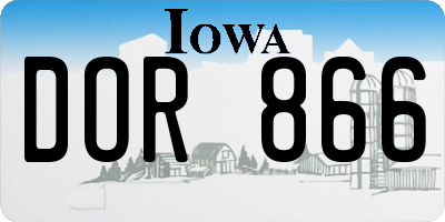IA license plate DOR866