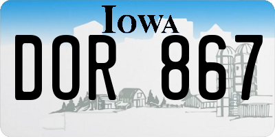 IA license plate DOR867
