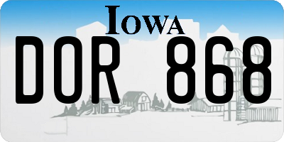 IA license plate DOR868
