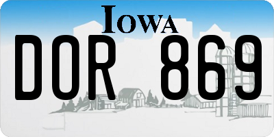 IA license plate DOR869
