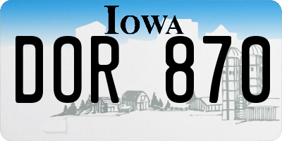 IA license plate DOR870